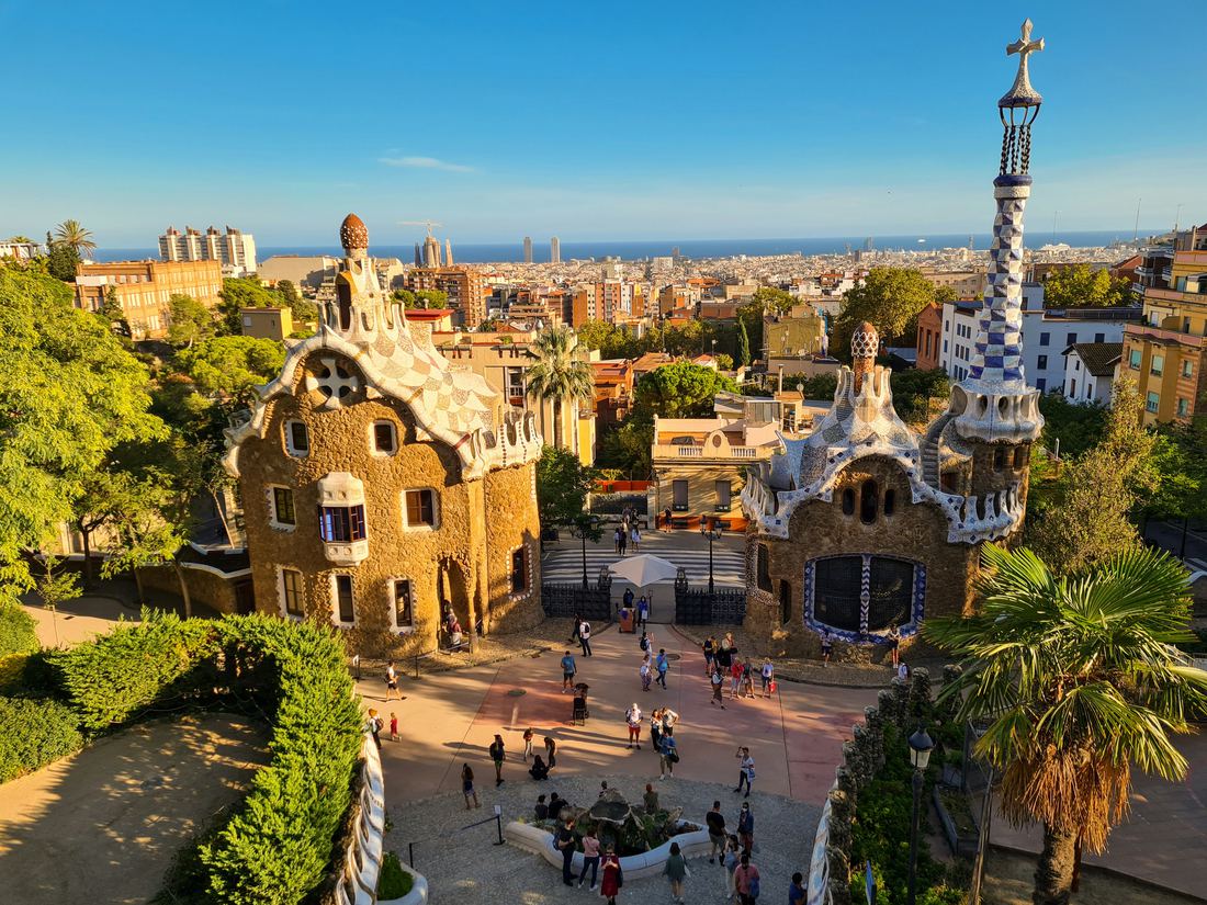 Park Güell above the rooftops of Barcelona
