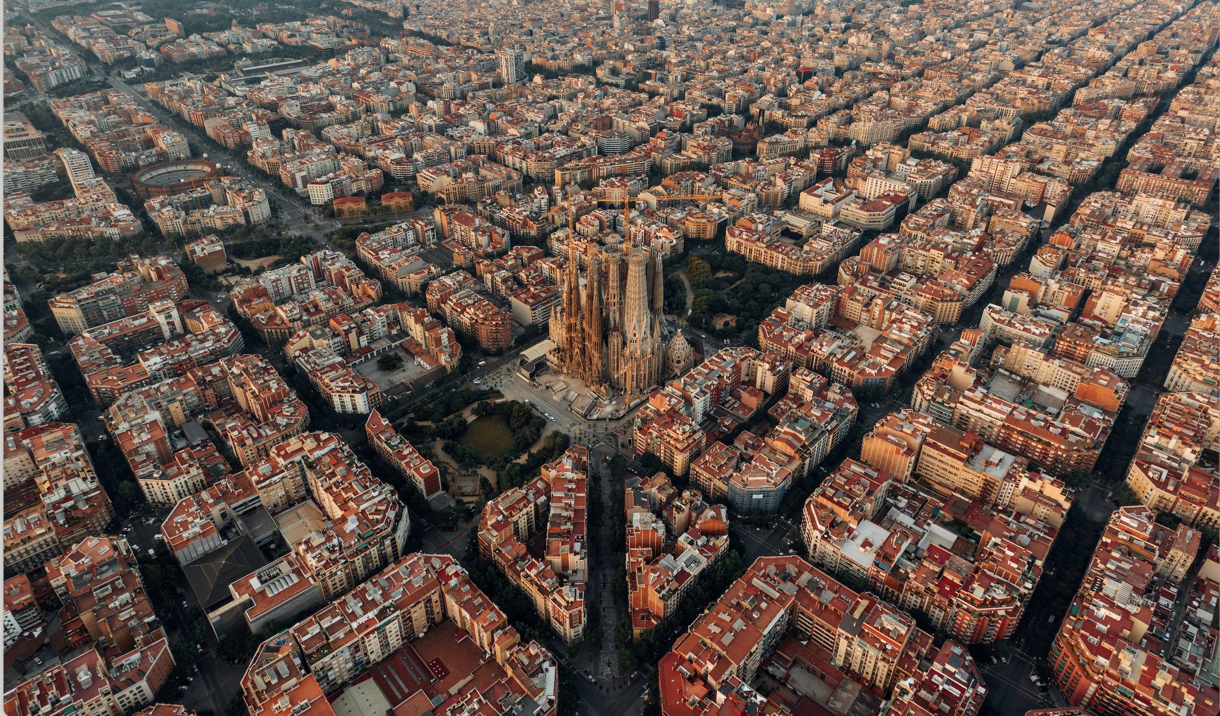 Barcelona from above, Sagrada Família at the centre