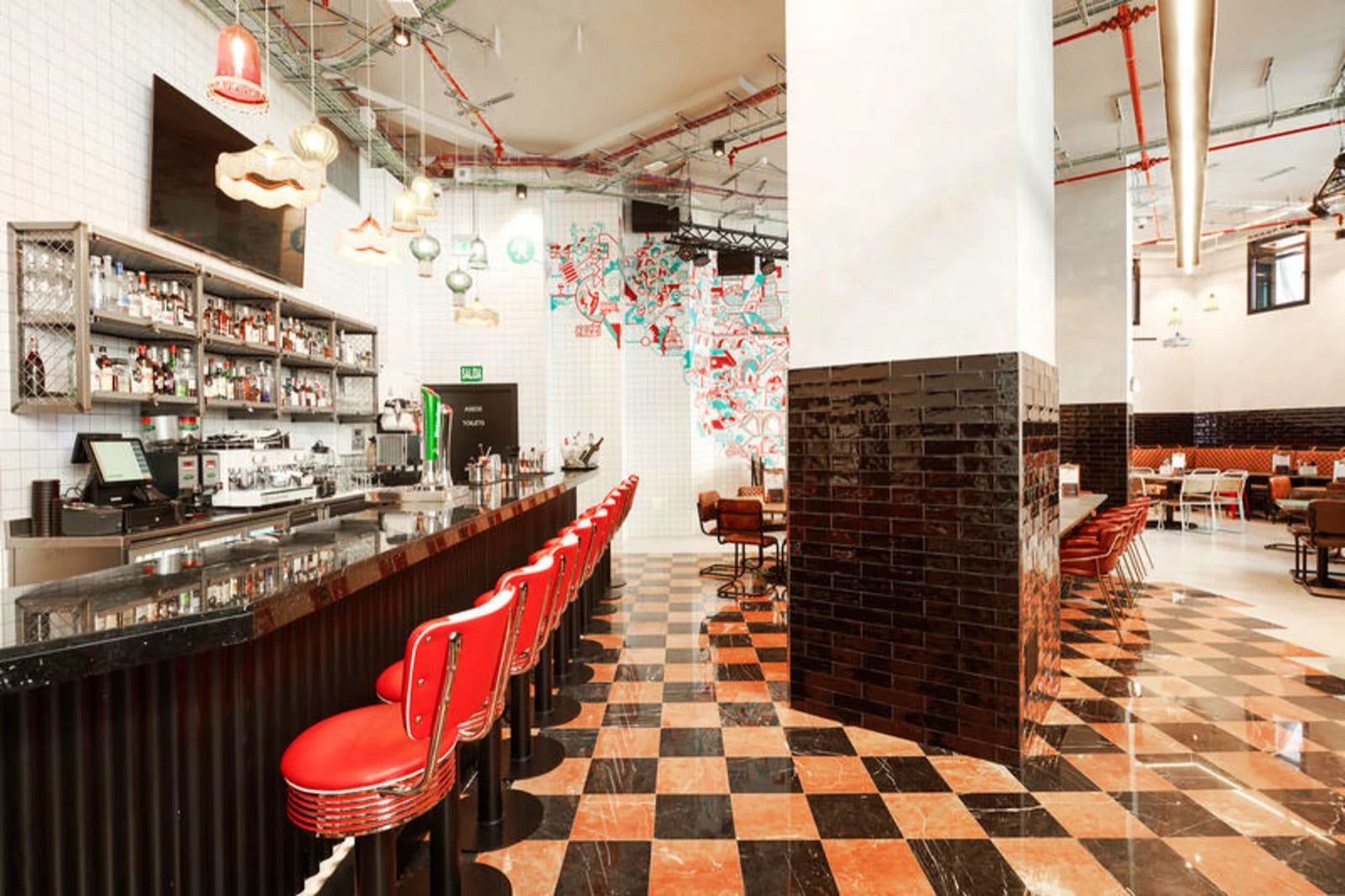 The bar and common areas at Generator Madrid