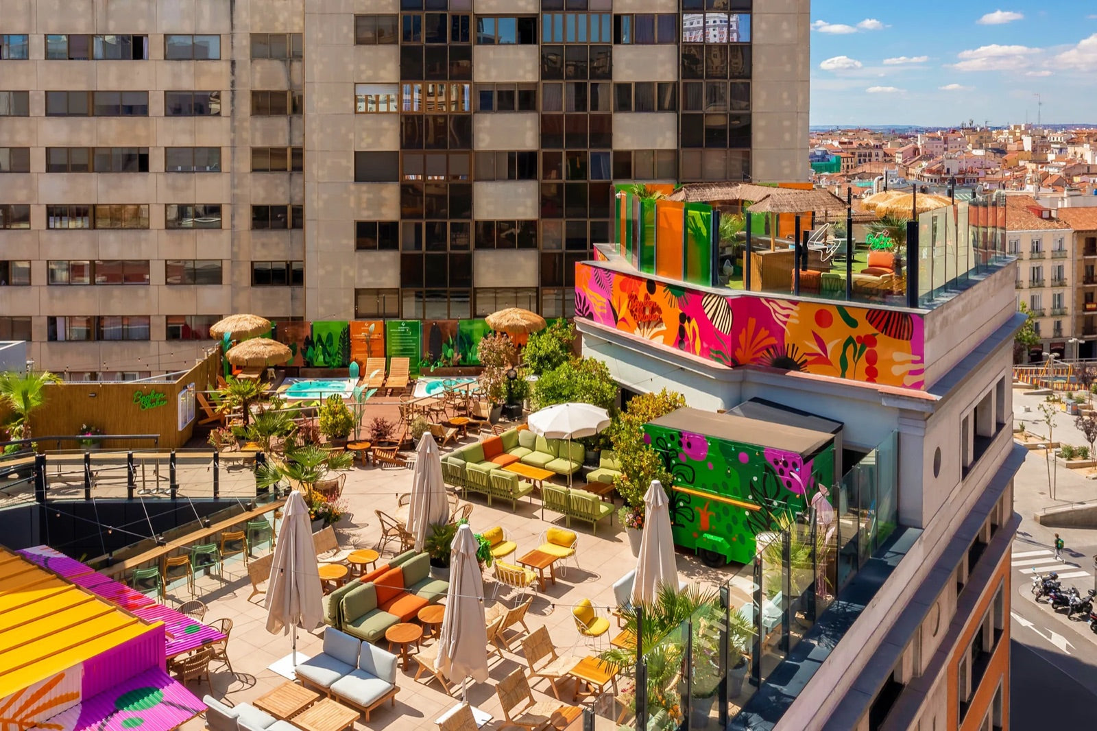 The rooftop terrace at Generator Madrid