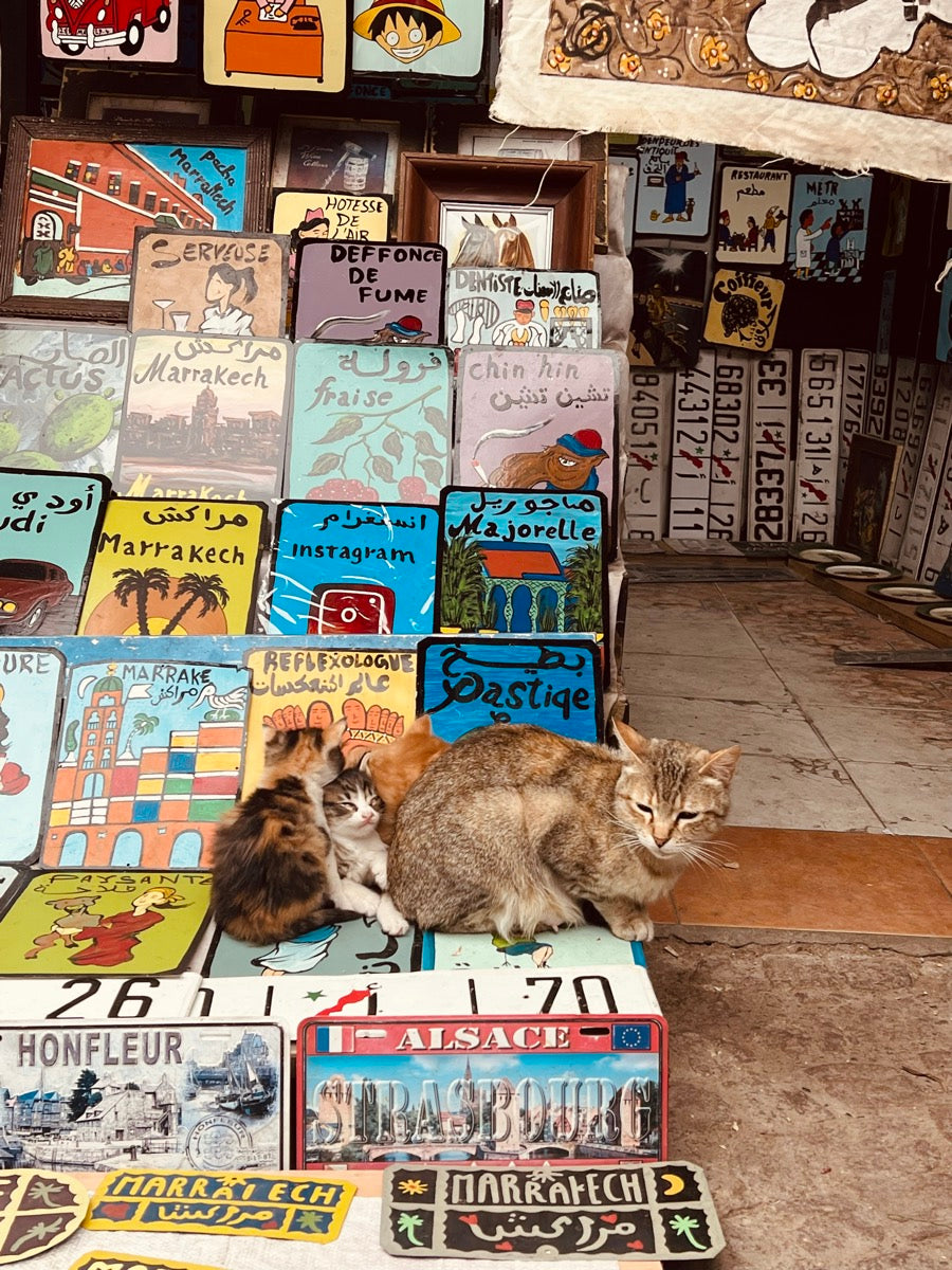 Échoppe de souvenirs colorée dans le souk